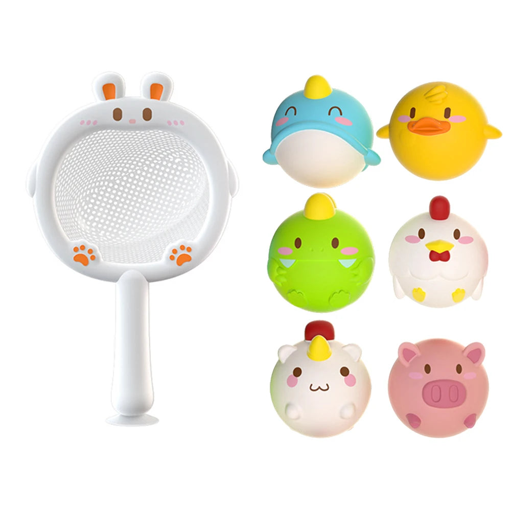 EZ Baby Cute Animals Bath Toy LED Light Up Toys Swimming Water Soft Rubber Float Induction Luminous Duck for Kids Play Funny Gifts