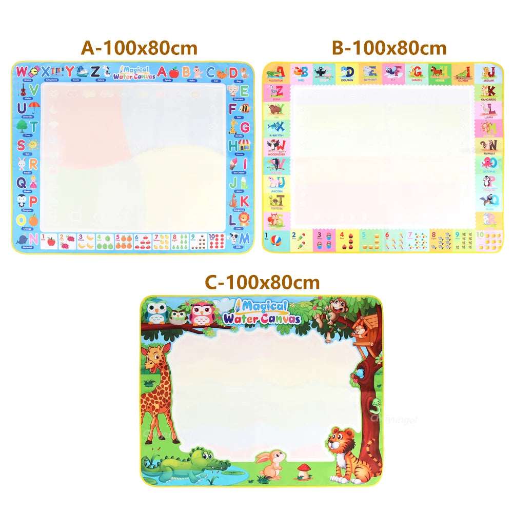 EZ 100x80CM Magic Water Drawing Mat with Reusable Magic Pens Doodle Montessori Painting Board Educational Toys Kids Gifts 39X31in