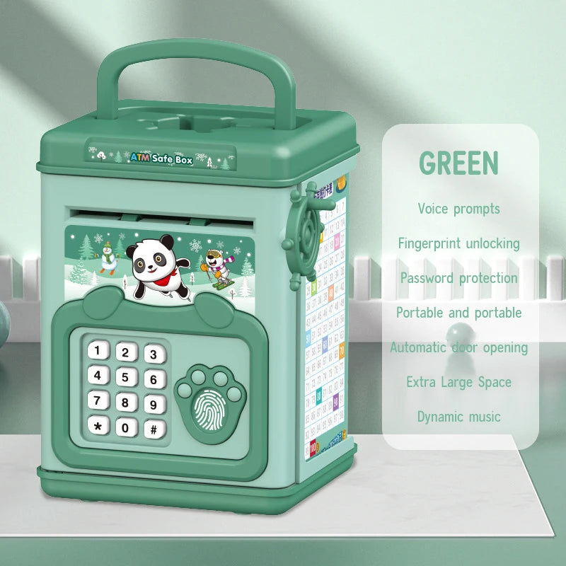 EZ NEW Cartoon ATM Cash Saving Box Money Bank Toy For Kids Electronic Large Money Box Savings Password Digital Fingerprint Unlock