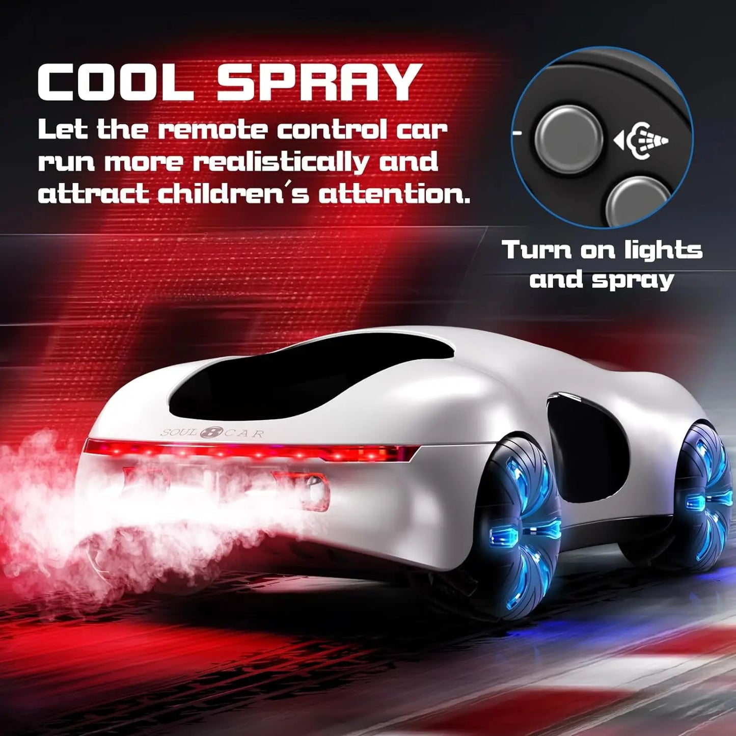 EZ NEW cool sports car dual spray with sound and cool lights four-wheel drive science fiction concept car children's remote control
