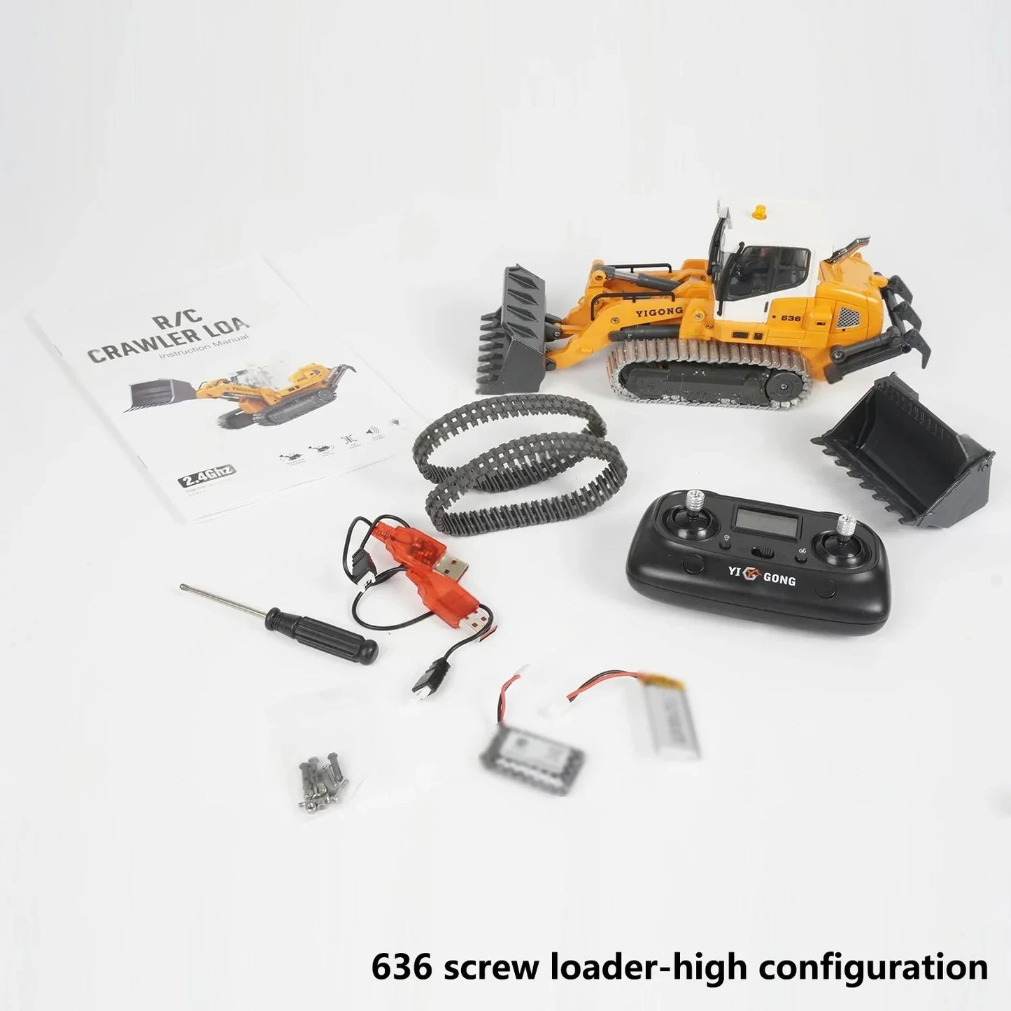 EZ Mini RC Excavator Loader 1/50 970 520 Excavator 636 Loader Electric Simulation Model Metal Track Light Sound System RC Toy Gift