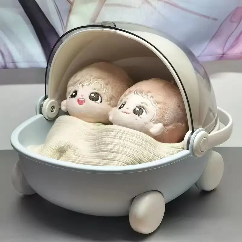 EZ In-Stock Labubu  Baby Stroller Storage Box Doll Decor Labubu Space Module Doll Sleep Cradle Cart Dolls Bed Furniture Accessories