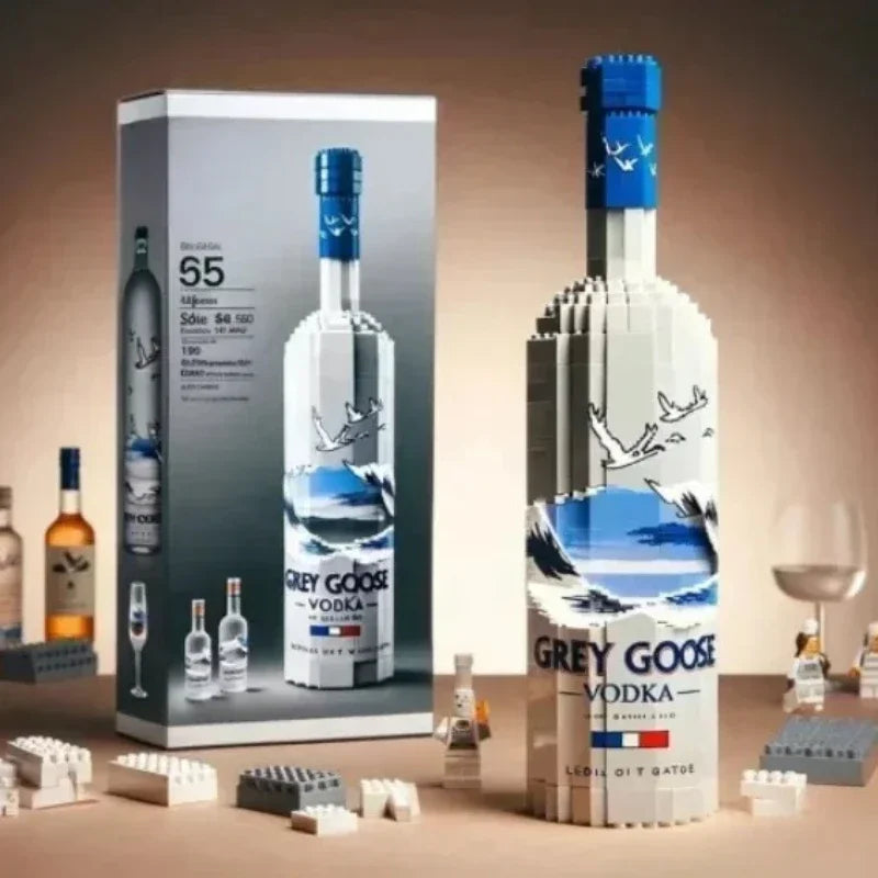 EZ 2025 NEW Building blocks whiskey bottle imported wine bottle decor set advanced wine cultural brick toy gift give friends