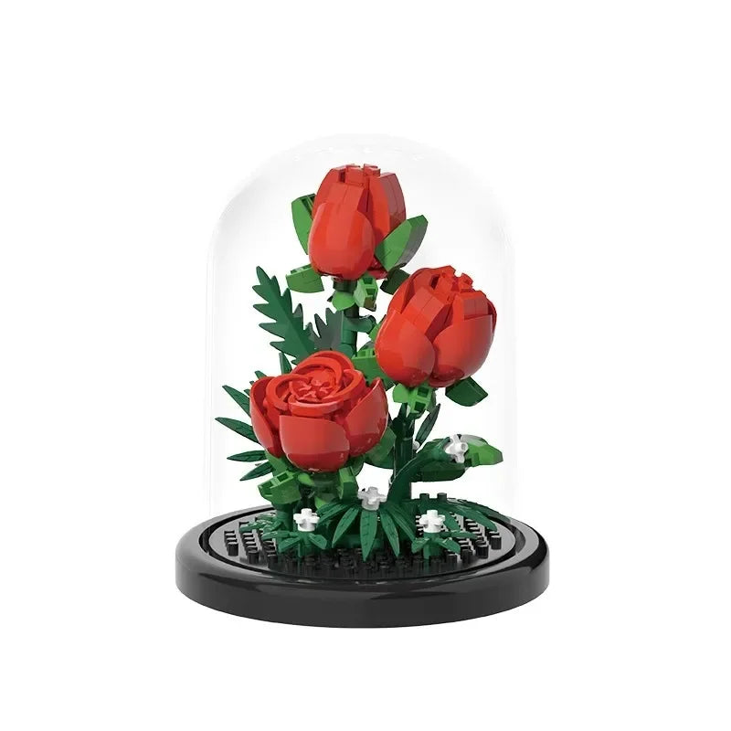 EZ Flower Bouquet Bonsai Building Blocks Artificial Plastic Plant Dust Cover Micro Model Home Decoration Toy For Kid Birthday Gift