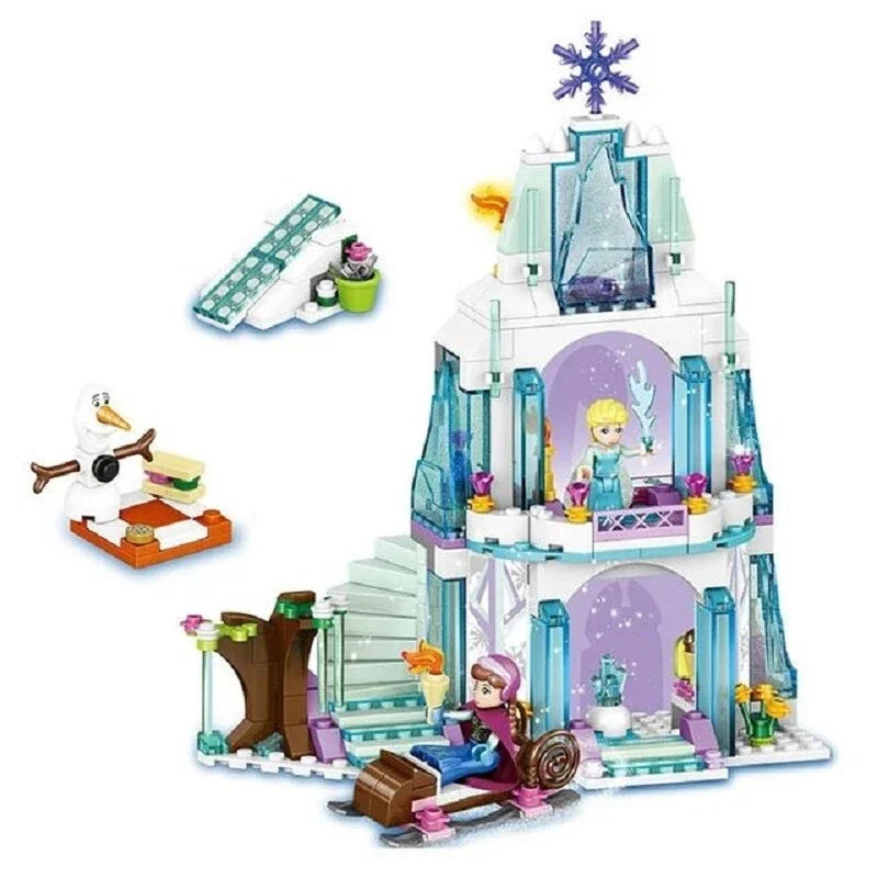 EZ Disney Frozen Dream Princess Elsa Ice Castle Princess Magic Castle Set Building Blocks Gift Toys