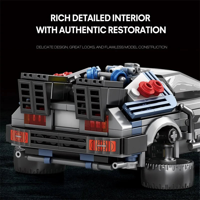 EZ 1:24 Classic Movie Racing Car Building Blocks MOC Model Sport Cars Toys Back Future Bricks Vehicle Festival Gifts for Boys Kids