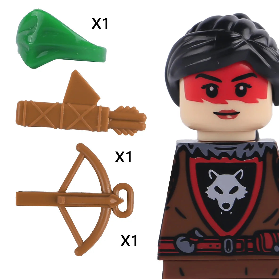EZ MOC Castle Wolf Knights Figures Building Blocks Medieval Militray Soldiers Guard Ranger Warrior Shields Cape Weapons Bricks Toys