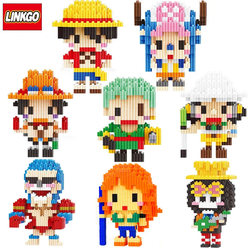 EZ One Piece Connection Building Blocks Luffy Chopper Nami Sanji Zoro Usopp Ace Franky Brook Robi Diamond Brick Figure Toy For Kids