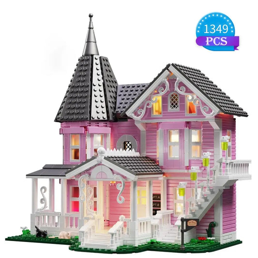 EZ 1349 PCS Coralines Building Block Set Pink Palace Model Apartment Ideas Movie Architecture Toy for Boys and Girls Christmas Gift