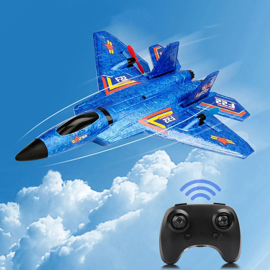 EZ F22 Raptor RC Plane 2.4G 2CH Remote Control Flying Glider With LED Lights EPP Foam Airplane Toys For Children Gifts