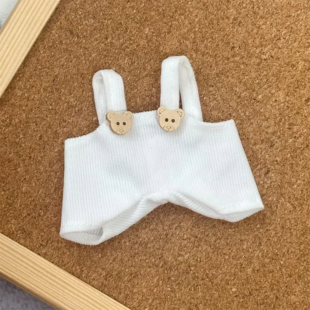 EZ For 17cm labubu V1 V2 baby clothes bear overalls outfit plush vinyl face labubu doll pendant clothes