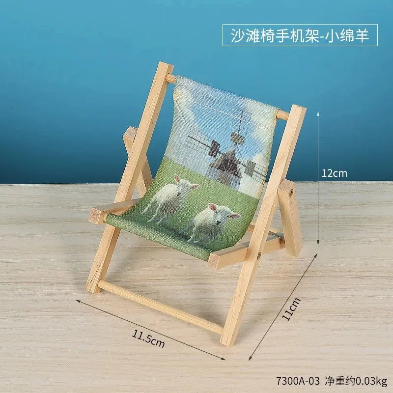 EZ Cute Labubu Doll Chair Mobile Phone Holder & Summer Swimsuit Dress with Slippers Doll Shirt Sea Beach Style