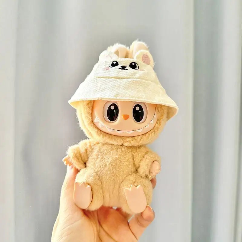 EZ Mini Plush Doll'S Clothes Outfit Accessories For Korea Kpop Exo Labubu Idol V1 V2 bubble overalls hat Clothing Gift