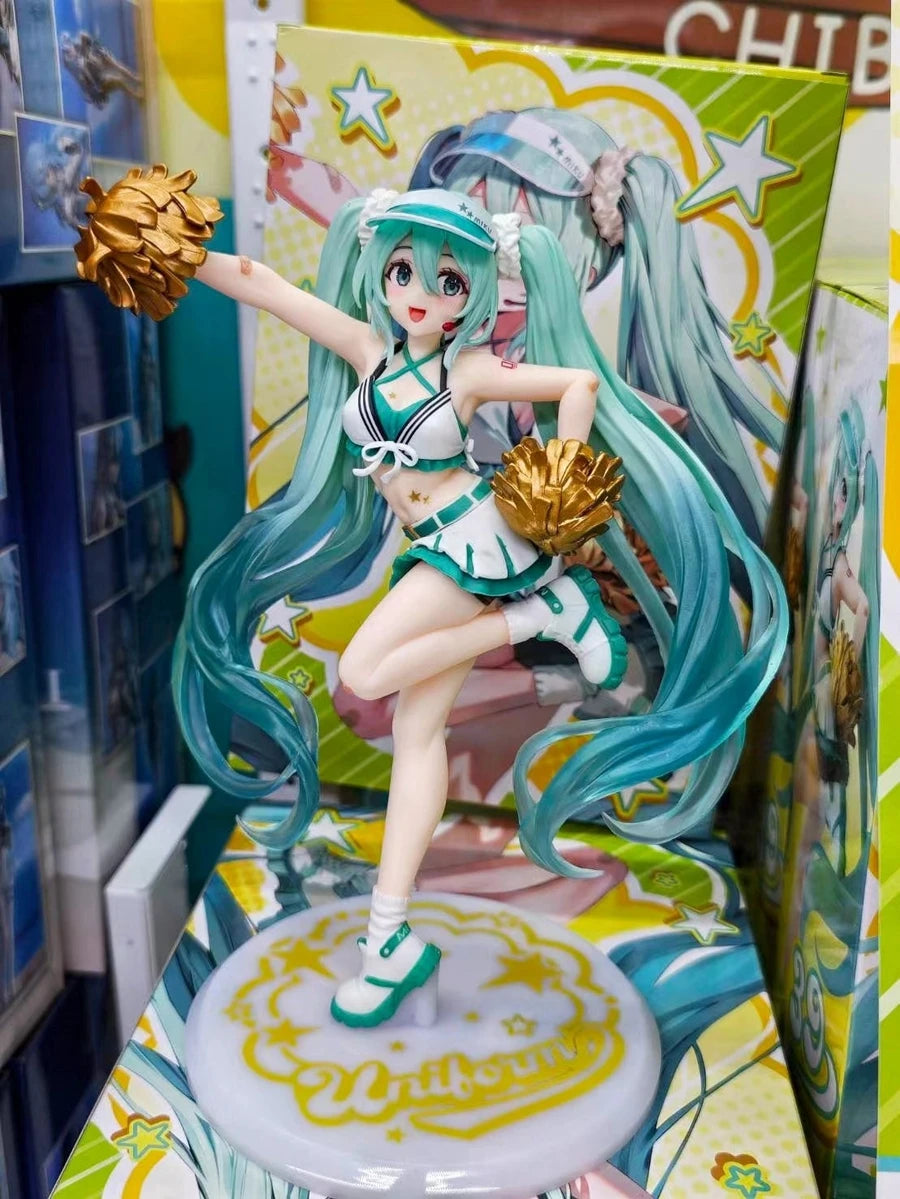 EZ 18cm Fashion Hatsune Miku Anime Figure Cheerleader Hatsune Miku Action Figures Kawaii Girl Figurine PVC Collection Model Toys