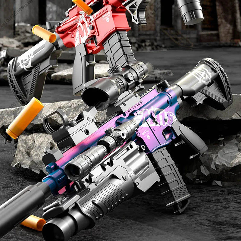 EZ Children's Manual Soft Bullet M416 Soft Bullet Gun Can Fire Submachine Gun Model Boy Toy Gun Action Loading Assault Rifle