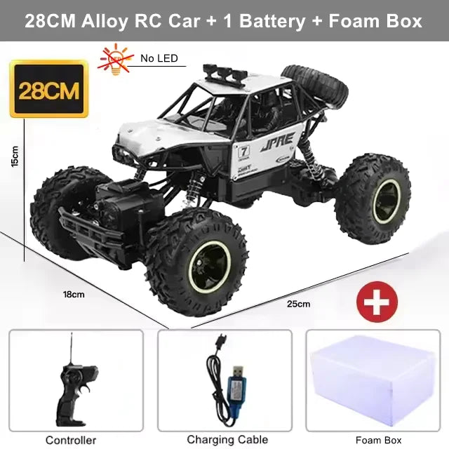 EZ 1:12/16 RC Car Remote Control Car Off Road Truck Metal Shell LED Headlights Offroad Monster 4WD All Terrain RC Truck Toy for Kid