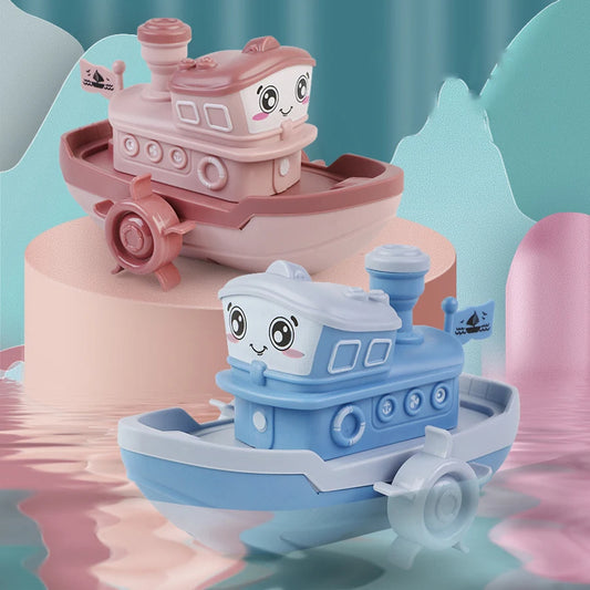 EZ 1PC Wind-up Steamer Bath Toy, Funny Windup Steamship Tub Toy Steamboat Water Toy Clockwork Boat Pool Toy For Baby Bath Toys