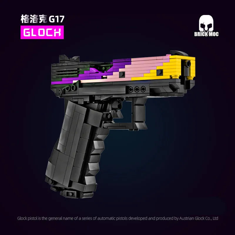 EZ MOC CSGO Military Series Single Shot G18 Gun G17 Gloch Pistol Building Blocks Set DIY Bricks Toys For Boys Christmas Gift