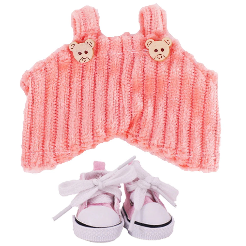 EZ Doll Pants+Doll Shoes For labubu 17cm Plush Doll Clothes Accessories Girl's Toys Birthday Present