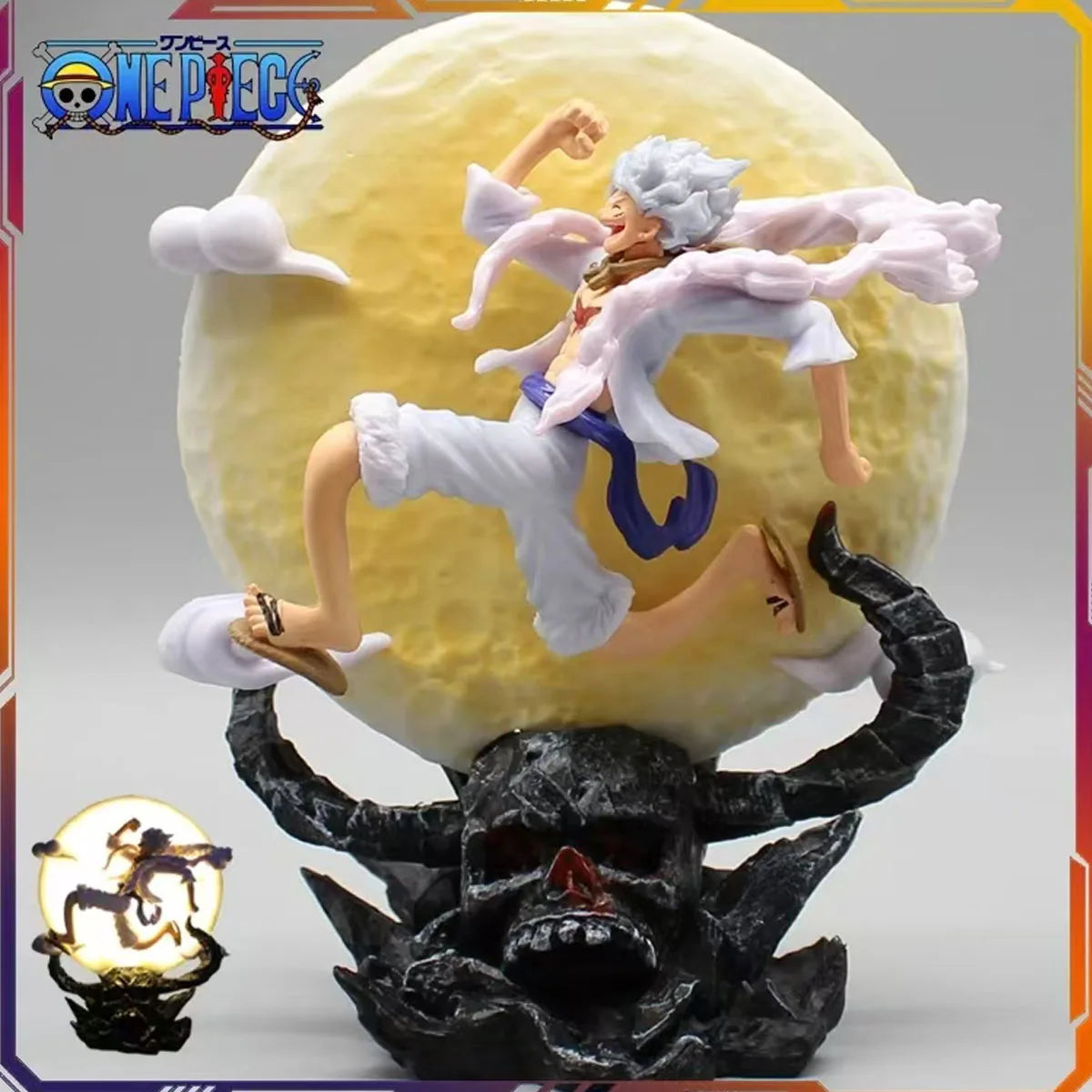 EZ 14cm One Piece Anime Figure Moon Fairy Nika Monkey D Luffy Gear 5 With Moon Light Action Figure Statue Model Collection Toys