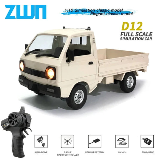 EZ WPL D12 1:10 / 1:16 RC CAR Simulation Drift Climbing Truck LED Light Haul Cargo Remote Control Electric Toys For Children