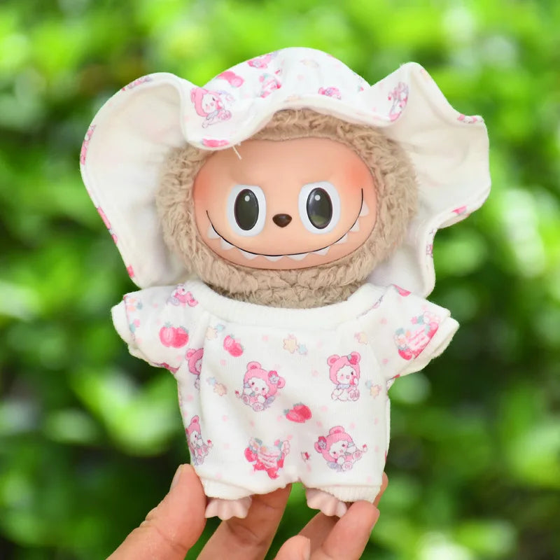 EZ 17cm Kawaii Mini Plush Doll'S Clothes Outfit Accessories For Korea Kpop Exo Labubu Idol Dolls Skirt Hood Clothing DIY Kids Gift