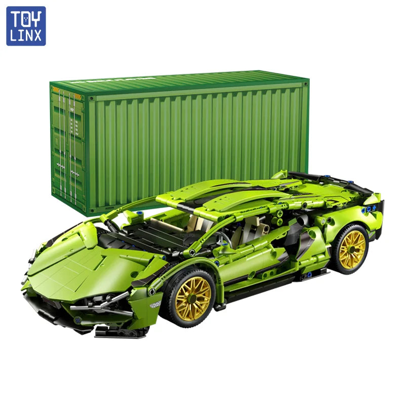 EZ ToylinX Technical Building Blocks Racing Sport Car Speed Vehicle Model City Mechanical Super Bricks Puzzle Toys Adult Gift