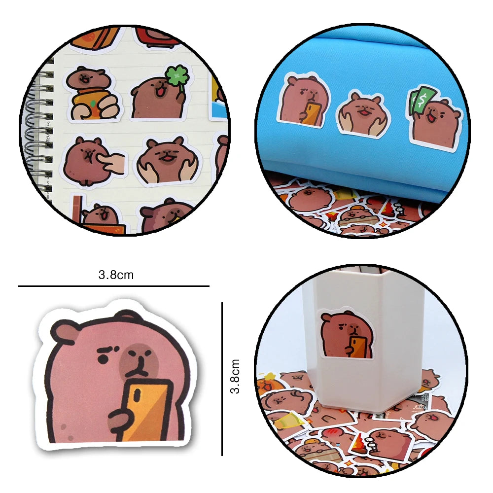 EZ 10/50/100pcs Capybaras Stickers Cartoon Cute Decals Toy Stationery Guitar Phone Bicycle Laptop Luggage Car Graffiti Kids Sticker