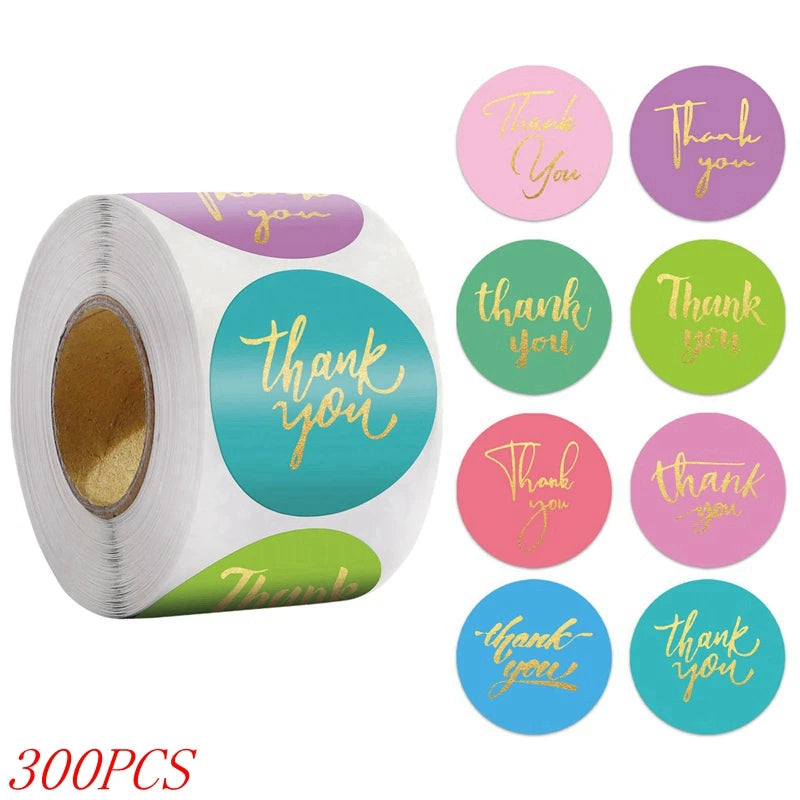 EZ 50-500pcs 1inch Blue Thank You Stickers For Envelope Sealing Labels Stationery Supplies Handmade Wedding Gift Decoration Sticker