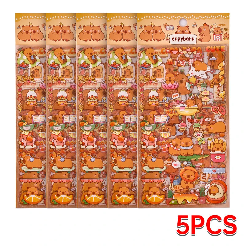 EZ 6PCs Kawaii Capybara Stickers Cartoon Stickers for DIY Hand Account Album Diary Decoration Stickers Aesthetic Stationery Gifts