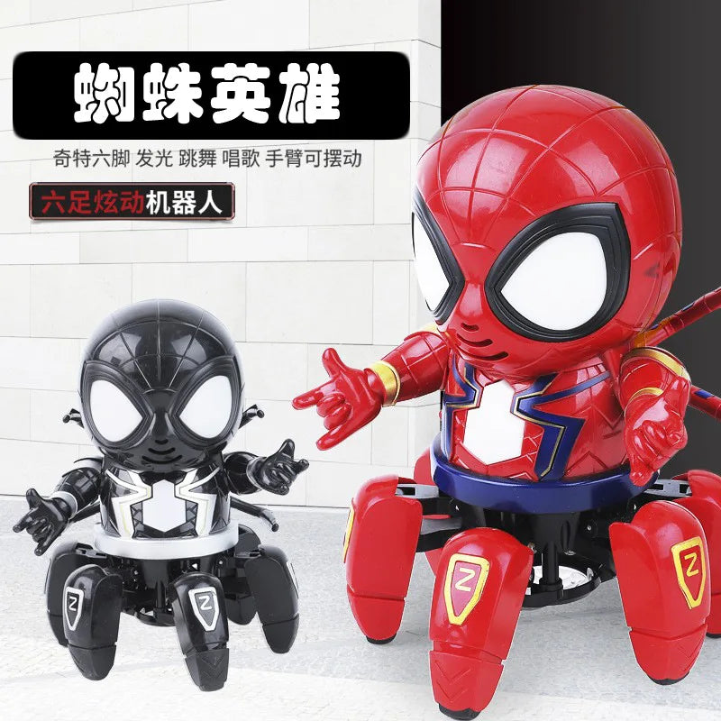 EZ Marvel The Amazing Spider Man Dancing Robot Musical Light Electric Toy Doll Spiderman Action Figure Children Funny Birthday Gift