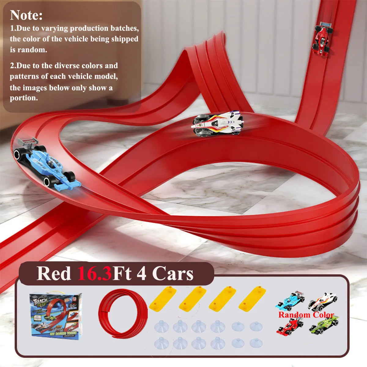 EZ Flexible Race Track Children Toys DIY Double-track Racing Car Ramp Compatible 1/64th Cars Portable Rolls Up Boy Christmas Gift