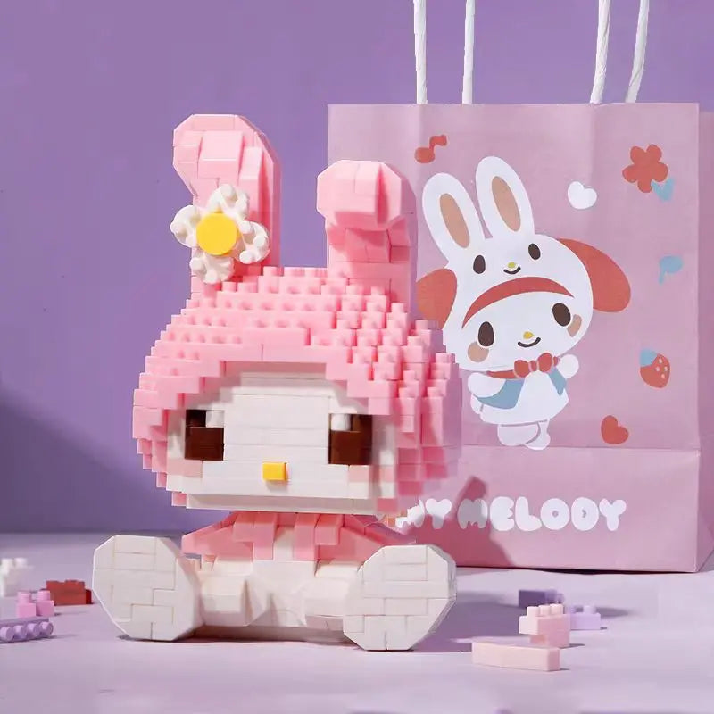 EZ KEEPPLEY Sanrio Anime Hello Kitty My Melody Cinnamoroll Pompompurin Kuromi Building Blocks Girl Kid Holiday Christmas Gift