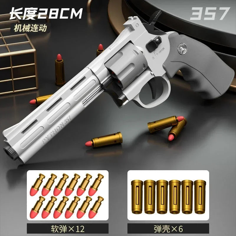 EZ Csnoobs ZP5 357 Revolver Mechanical Continuous Firing Toy Gun Automatic Pistol Soft Dart Bullet CS Outdoor Weapon for Kid Adult