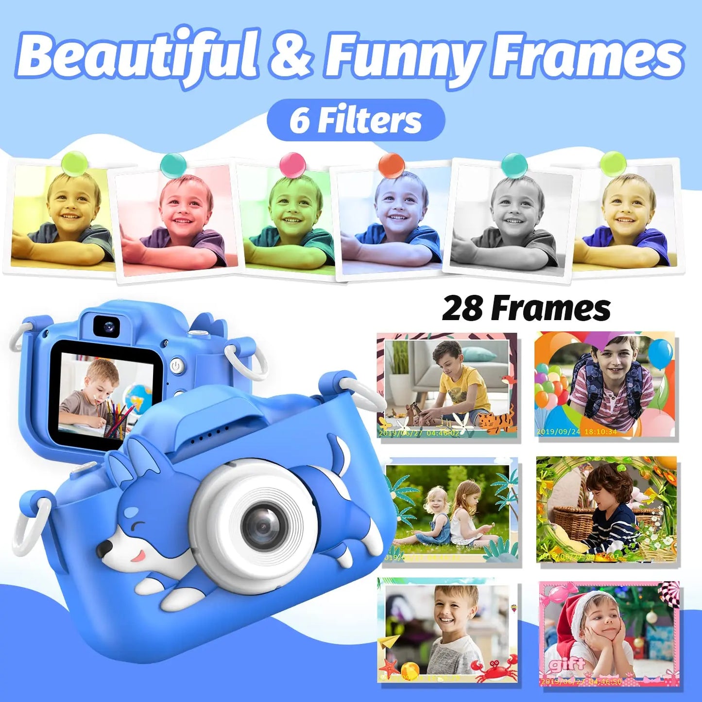EZ Kids Camera Digital Dual Camera HD 1080P Video Camera Toys Mini Cam Color Display Children Toy For Birthday/Christmas Gift