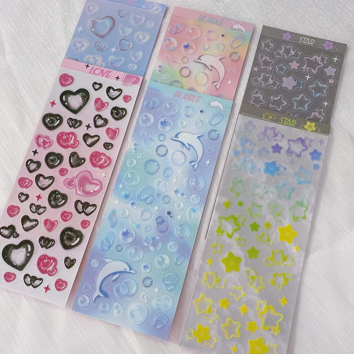 EZ Stars Decal Stickers Scrapbooking Stationery Hearts Stickers PET Bubble Deco Sticker DIY Journal Planner
