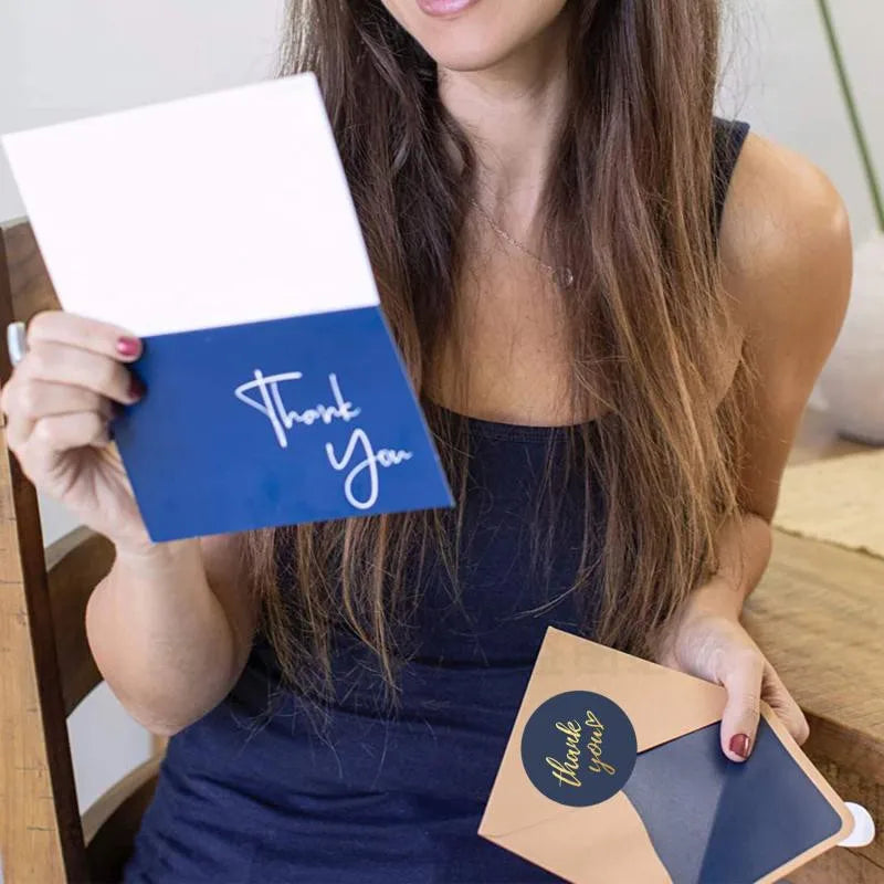 EZ 50-500pcs 1inch Blue Thank You Stickers For Envelope Sealing Labels Stationery Supplies Handmade Wedding Gift Decoration Sticker