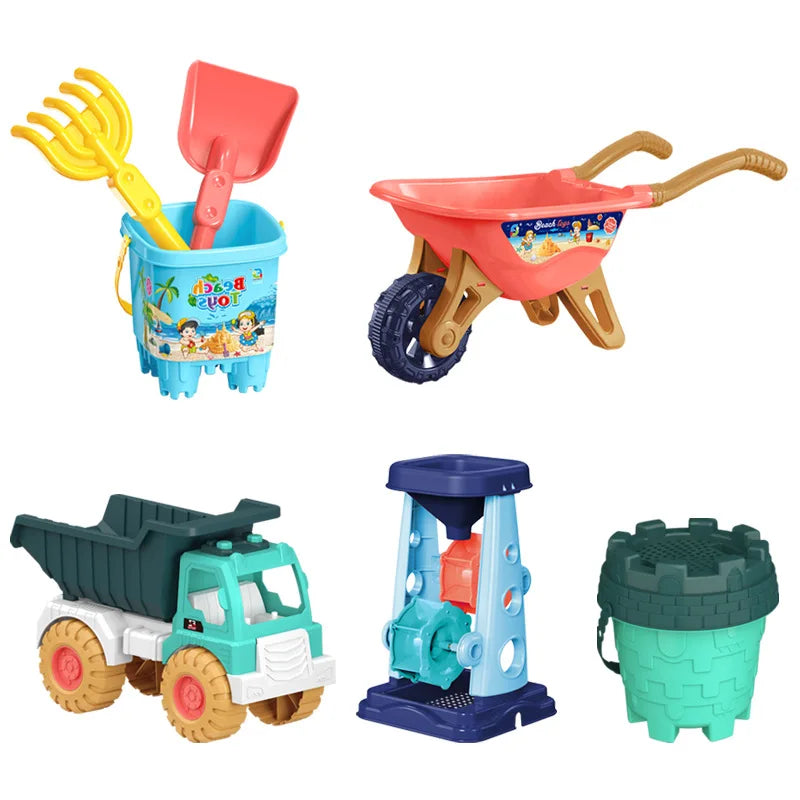 EZ Children Beach Sand Play Tool Set Sand Bucket Sieve Funnel Sand Shovel Sand Wagon Watering Can Summer Outdoor Toys for Kids