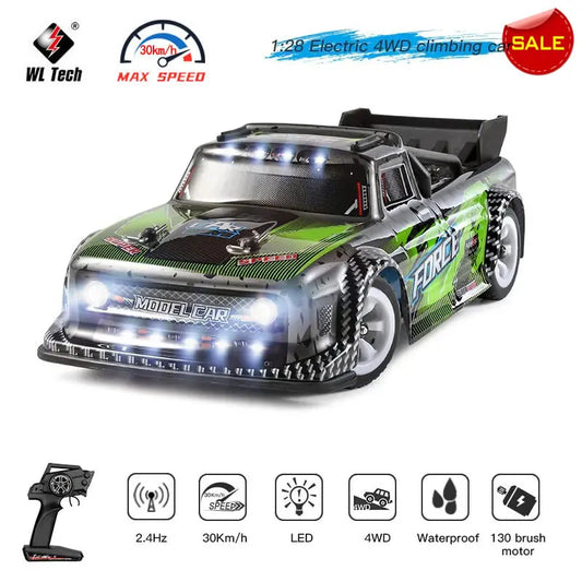 EZ WLtoys 284131 1:28 4WD 2.4G Mini RC Racing Car High Speed Off-Road Remote Control LED Light Drift Alloy Truck Boys Toy Kids Gift
