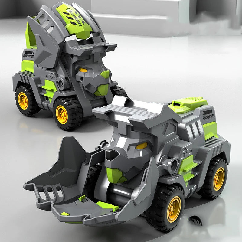 EZ 2 In 1 Transforming Dinosaur Car Deformation Toys Inertial Sliding Dino Automatic Transform Figures Robot Diecasts Toy Boys Gift