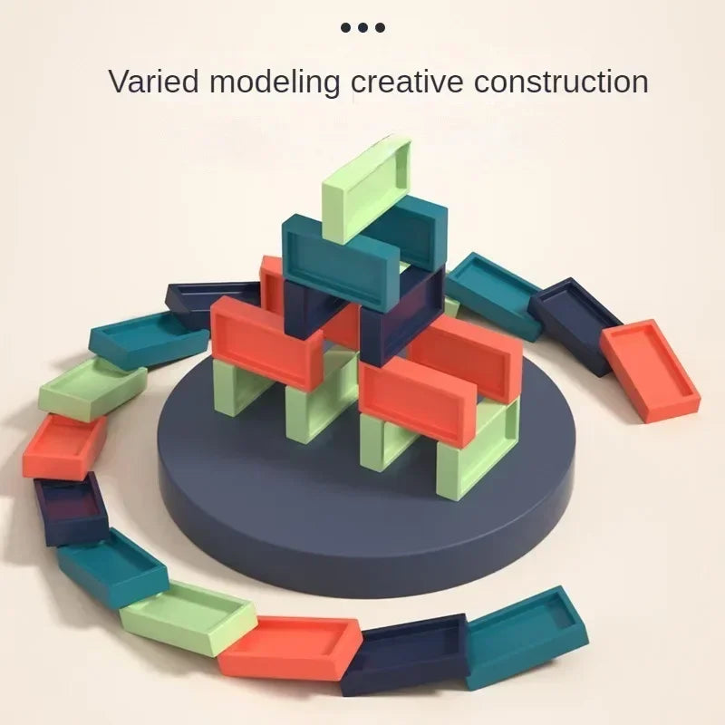 EZ Automatic Laying Domino Train Electric Car Brick Blocks Kits Creative Games Intelligence Educational DIY Toys Kids Birthday Gift