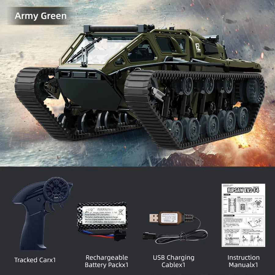 EZ JJRC C8812 LED Light Full Scale Tracked Tank Simulation Model Toy RC Car Model Drift Remote Control Off-Road Vehicle Boy Gift