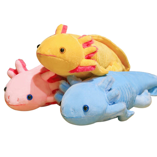 EZ 45cm Kawaii Colorful Newt Plush Toy Stuffed Cute Axolotl Salamander Fuzzy Plush Fish Appeasing Long Pillow Cushion Kids Gift