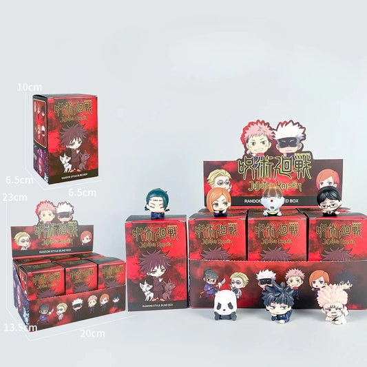 EZ Anime Jujutsu Kaisen Figure Q Version Satoru Gojo Itadori Yuji Fushiguro Megumi Kugisaki Model Car Decora Blind Box Gift Toy