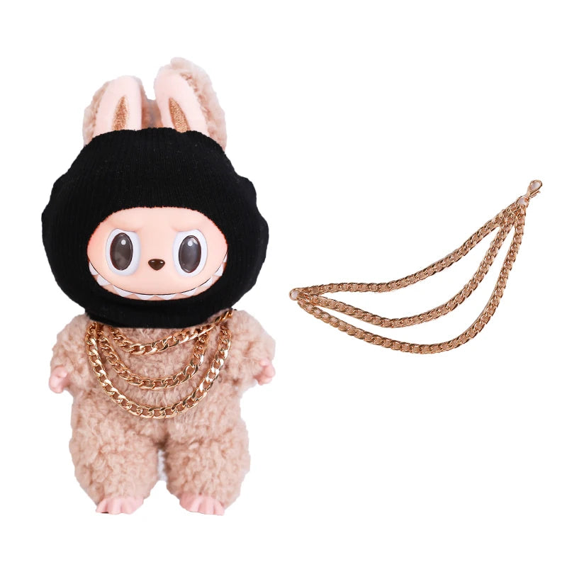 EZ Tidal Current Labubu Outfit Accessories Luxury Style 3-Layer Stacking Necklace Wearing a Headgear Dollhouse Ornaments Dress Up