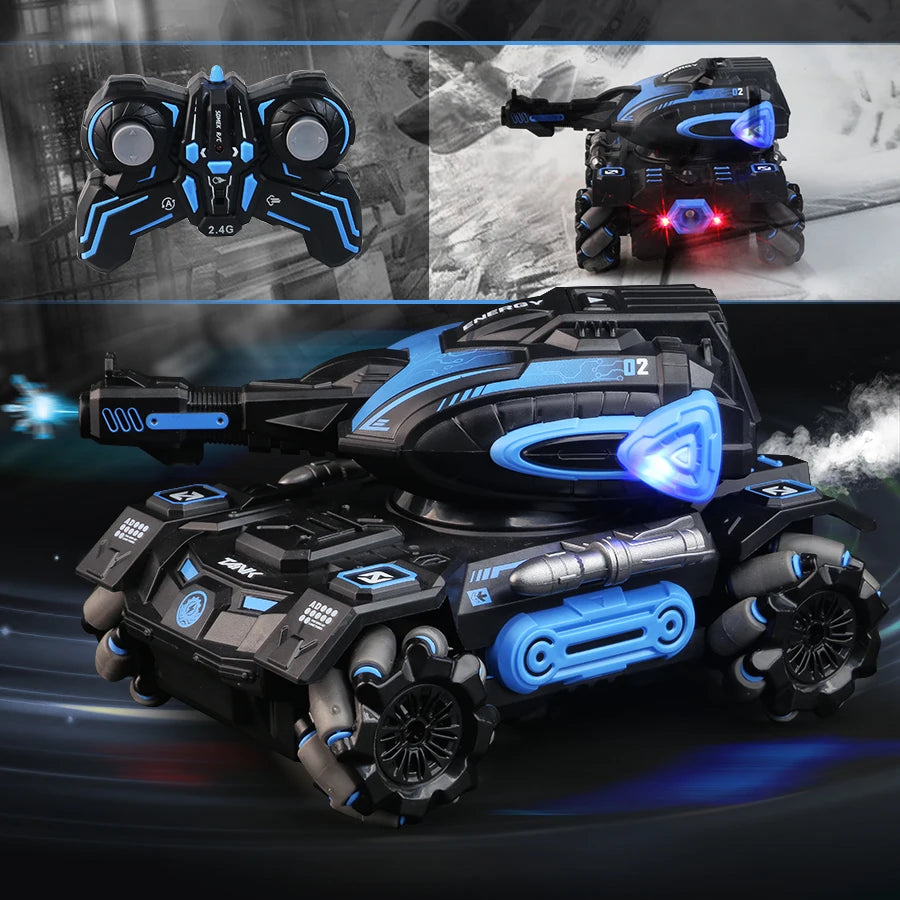 EZ RC spray car 2.4G four-wheel stunt launch water polo tank car boy machine armour  toy car Watch requires additional purchase