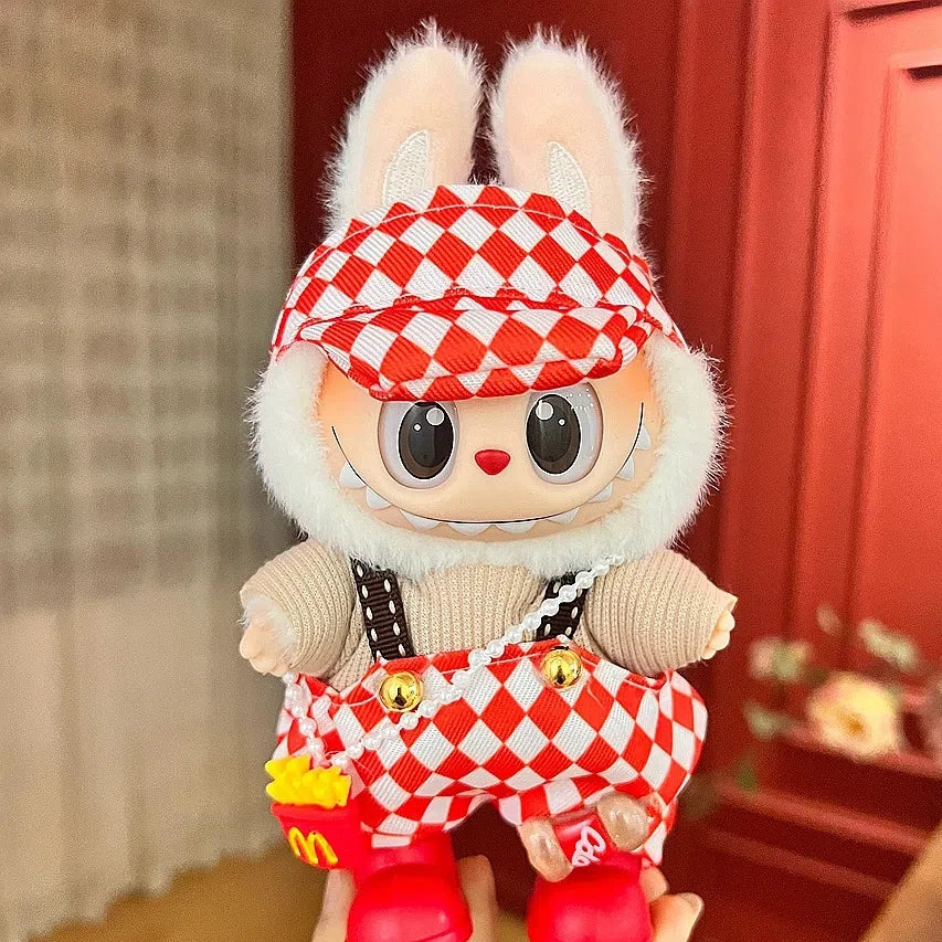 EZ 17cm Mickey Mini Costume Suitable Toy V3 for Labubu Clothes Korean Kpop Idol Pink Bright Silk Bow Princess Dress Birthday Gift