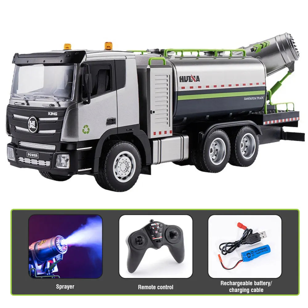 EZ 1:24 Huina RC Flat Truck Model 9Channels Alloy Engineer Vehicle 2.4G Remote Control Car Radio Controlled Trailer Christmas Gifts