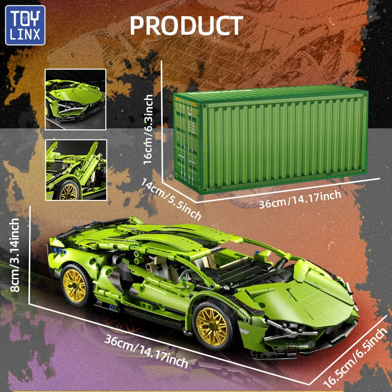 EZ ToylinX 1:14 Building Blocks Car MOC City Speed Car Luxury Auto Racing Vehicle with Super Racers Bricks Toys for Children Gift
