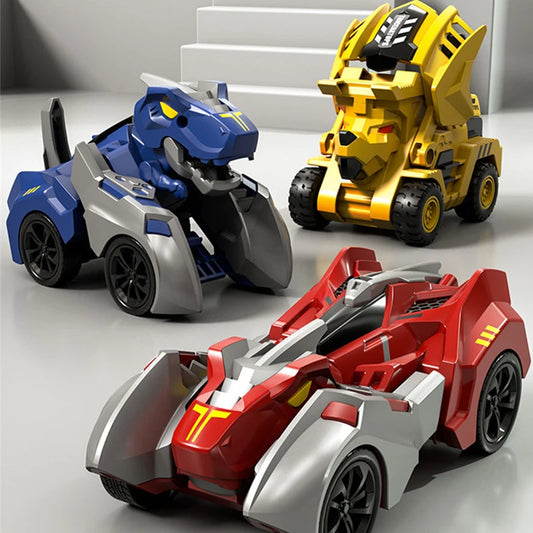 EZ 2 In 1 Transforming Dinosaur Car Deformation Toys Inertial Sliding Dino Automatic Transform Figures Robot Diecasts Toy Boys Gift